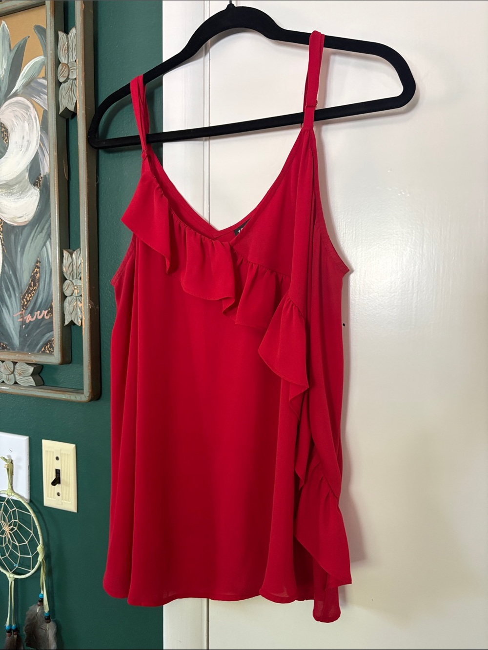 Women’s One-Shoulder Red Ruffle Dress